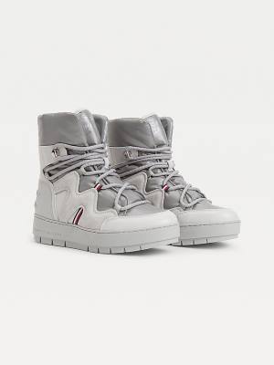 Grey Tommy Hilfiger Lace-Up Snow Women's Boots | TH746GRE