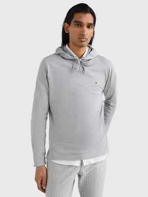 Grey Tommy Hilfiger Lightweight Men's Hoodie | TH362OFD