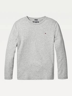 Grey Tommy Hilfiger Long-Sleeve Organic Cotton Boys' T Shirts | TH910EDV