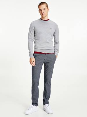 Grey Tommy Hilfiger Merino Wool Crew Neck Jumper Men's Sweaters | TH698GVW