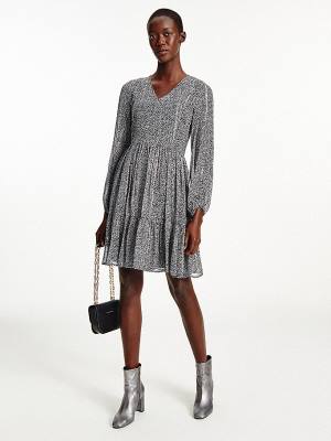 Grey Tommy Hilfiger Metallic Chiffon Fit And Flare Women's Dress | TH013IWE