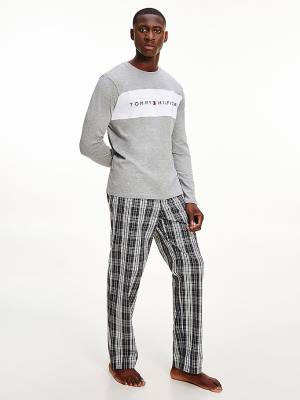 Grey Tommy Hilfiger Organic Cotton Long Sleeve Men's Pyjamas | TH845GWN