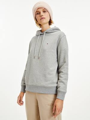 Grey Tommy Hilfiger Organic Cotton Regular Fit Women's Hoodie | TH819FIT