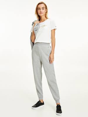 Grey Tommy Hilfiger Organic Cotton Relaxed Fit Joggers Women's Pants | TH403LZS