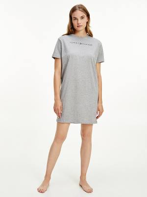 Grey Tommy Hilfiger Original Half Sleeve Nightdress Women's Pyjamas | TH269WSV