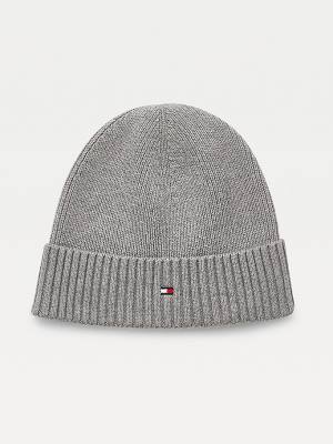 Grey Tommy Hilfiger Pima Cotton Cashmere Cuffed Beanie Men's Hats | TH567HQZ