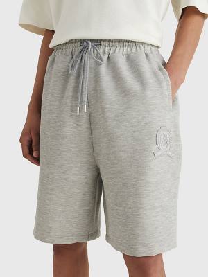 Grey Tommy Hilfiger Prep Crest Logo Embroidery Men's Shorts | TH231KZR