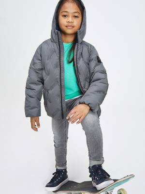 Grey Tommy Hilfiger Recycled Polyester Quilted Hooded Boys' Jackets | TH064WNK