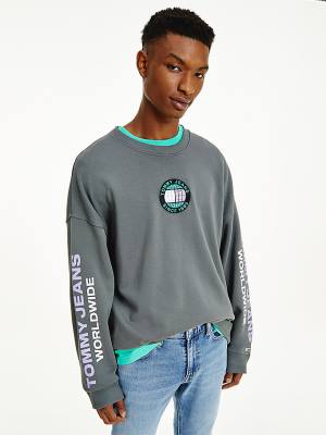 Grey Tommy Hilfiger Recycled Unity Men's Sweatshirts | TH539JIB