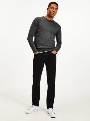 Grey Tommy Hilfiger Regular Fit Crew Neck Jumper Men's Sweaters | TH468CJS