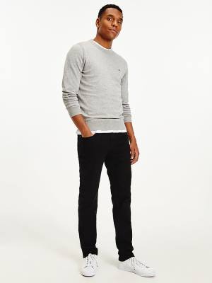 Grey Tommy Hilfiger Regular Fit Crew Neck Jumper Men's Sweaters | TH589GTB