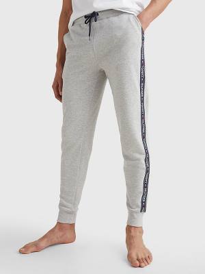 Grey Tommy Hilfiger Repeat Logo Tape Joggers Men's Pyjamas | TH563XFV