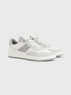 Grey Tommy Hilfiger Retro Court Cupsole Mixed Men's Sneakers | TH529VYJ