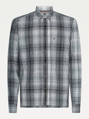 Grey Tommy Hilfiger Shadow Check Relaxed Fit Men's Shirts | TH906LZB