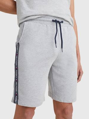 Grey Tommy Hilfiger Side Logo Drawstring Shorts Men's Pyjamas | TH972VYK