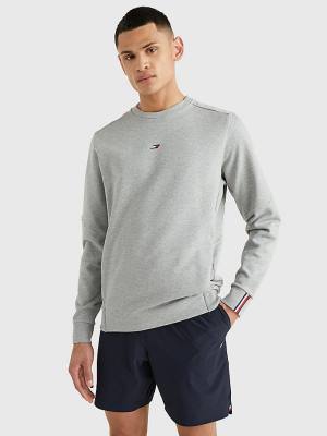 Grey Tommy Hilfiger Sport Essential Organic Cotton Men's Sweatshirts | TH604XCF