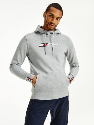 Grey Tommy Hilfiger Sport Essential Organic Cotton Men's Hoodie | TH672NXJ