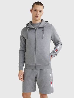 Grey Tommy Hilfiger Sport Essential TH Cool Zip-Thru Men's Hoodie | TH753ZPX