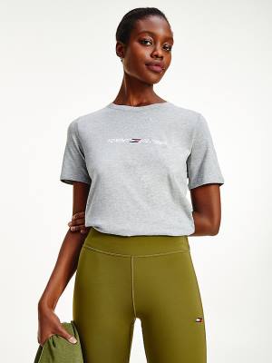 Grey Tommy Hilfiger Sport TH Cool Crew Neck Women's T Shirts | TH091HQZ