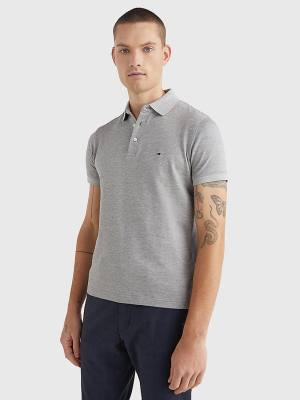 Grey Tommy Hilfiger TH Flex Slim Fit Men's Polo Shirts | TH574DBM