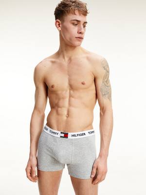 Grey Tommy Hilfiger Tommy 85 Stretch Cotton Logo Trunks Men's Underwear | TH978QYH