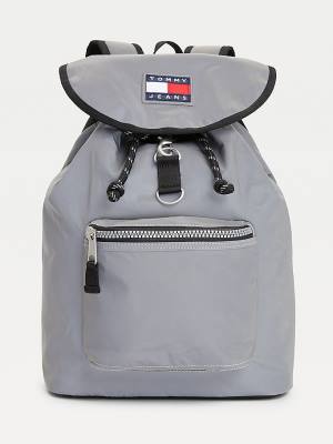 Grey Tommy Hilfiger Tommy Badge Reflective Backpack Men's Bags | TH517JTF