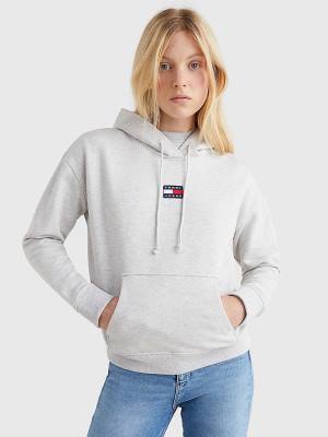 Grey Tommy Hilfiger Tommy Badge Women's Hoodie | TH940ACD