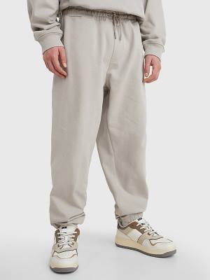 Grey Tommy Hilfiger Tonal Logo Relaxed Fit Joggers Men's Pants | TH927ZQA