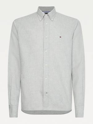 Grey Tommy Hilfiger Waffle Melange Dobby Regular Fit Men's Shirts | TH509PMU