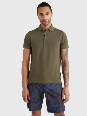 Khaki Tommy Hilfiger 1985 Essential Slim Fit Men's Polo Shirts | TH217OSR