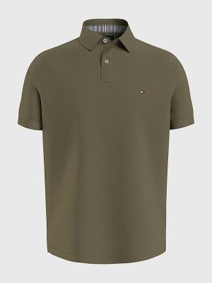 Khaki Tommy Hilfiger 1985 Essential TH Flex Men's Polo Shirts | TH758VYZ