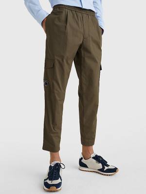 Khaki Tommy Hilfiger Cargo Relaxed Fit Poplin Chinos Men's Pants | TH580IVC