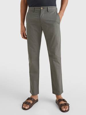 Khaki Tommy Hilfiger Denton Wool Look Straight Fit Men's Pants | TH145DFR