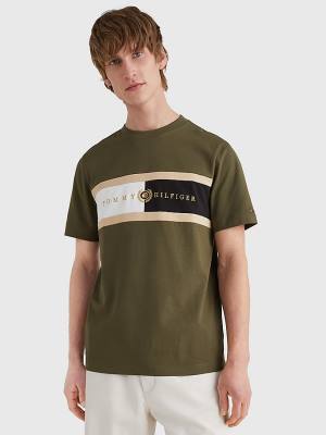 Khaki Tommy Hilfiger Icons Crest Men's T Shirts | TH163IUO