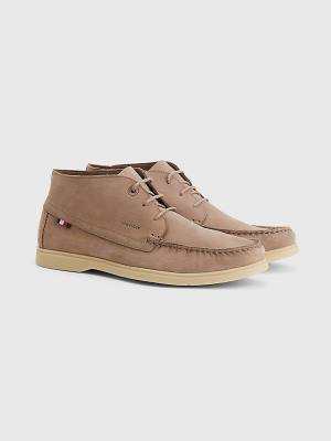 Khaki Tommy Hilfiger Nubuck Chukka Men's Casual Shoes | TH430LPC