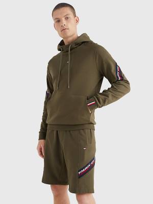 Khaki Tommy Hilfiger Sport TH Cool Tape Men's Hoodie | TH694URO