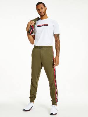 Khaki Tommy Hilfiger Sport Tape Joggers Men's Pants | TH106TXI