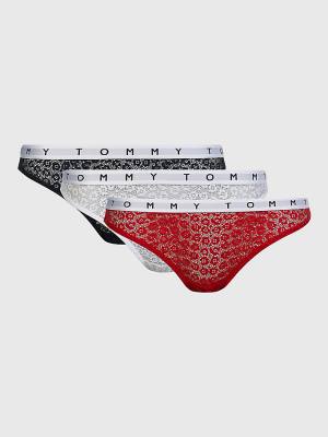 Multi Tommy Hilfiger 3-Pack Lace Logo Waistband Briefs Women's Underwear | TH362EKJ