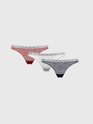 Multi Tommy Hilfiger 3-Pack Lace Logo Waistband Thongs Women's Underwear | TH415WDM