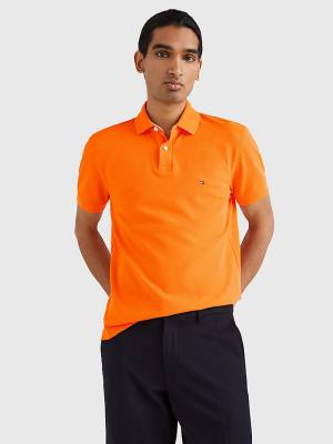 Orange Tommy Hilfiger 1985 Essential TH Flex Men's Polo Shirts | TH354WDG