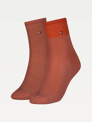 Orange Tommy Hilfiger 2-Pack Colour-Blocked Ankle Women's Socks | TH678RZE