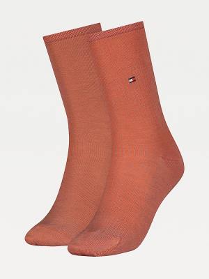 Orange Tommy Hilfiger 2-Pack Ribbed Tencel Women's Socks | TH416KYL