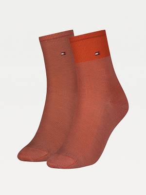 Orange Tommy Hilfiger 2-Pack Tencel Colour-Blocked Short Women's Socks | TH507LDX