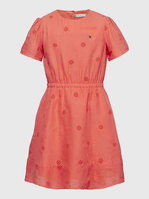 Orange Tommy Hilfiger Broderie Anglaise Girls' Dress | TH075CWT