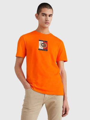 Orange Tommy Hilfiger Icons Logo Men's T Shirts | TH235OKS