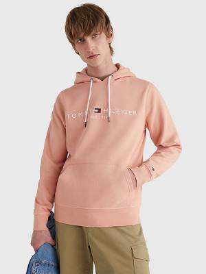 Orange Tommy Hilfiger Logo Men's Hoodie | TH537EJQ