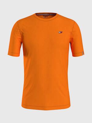 Orange Tommy Hilfiger Sport Slim Fit Logo Training Men's T Shirts | TH716SBE