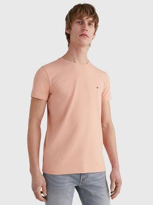 Orange Tommy Hilfiger Stretch Organic Cotton Slim Fit Men's T Shirts | TH267ETQ