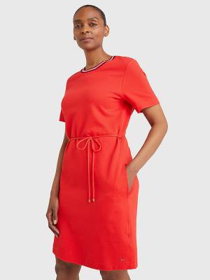 Orange Tommy Hilfiger Textured Relaxed Fit Women's Dress | TH479RMP