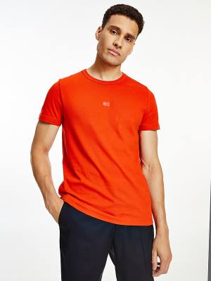 Orange Tommy Hilfiger Tonal Flag Embroidery Men's T Shirts | TH306APM